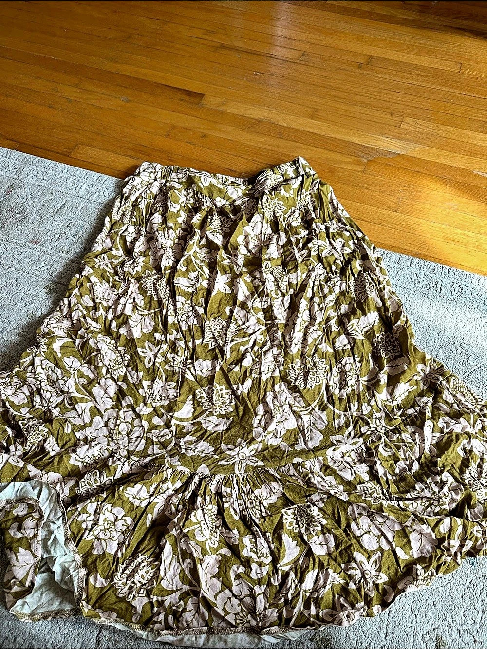 Trendyol Floral Maxi Skirt in Green & Pink